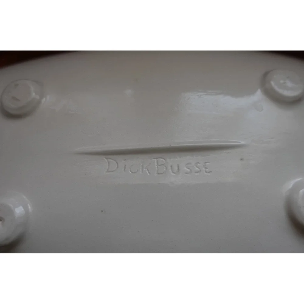 Signed Dick Busse Porcelain Tray | Vintage Floral Oblong Serving‎ Tray